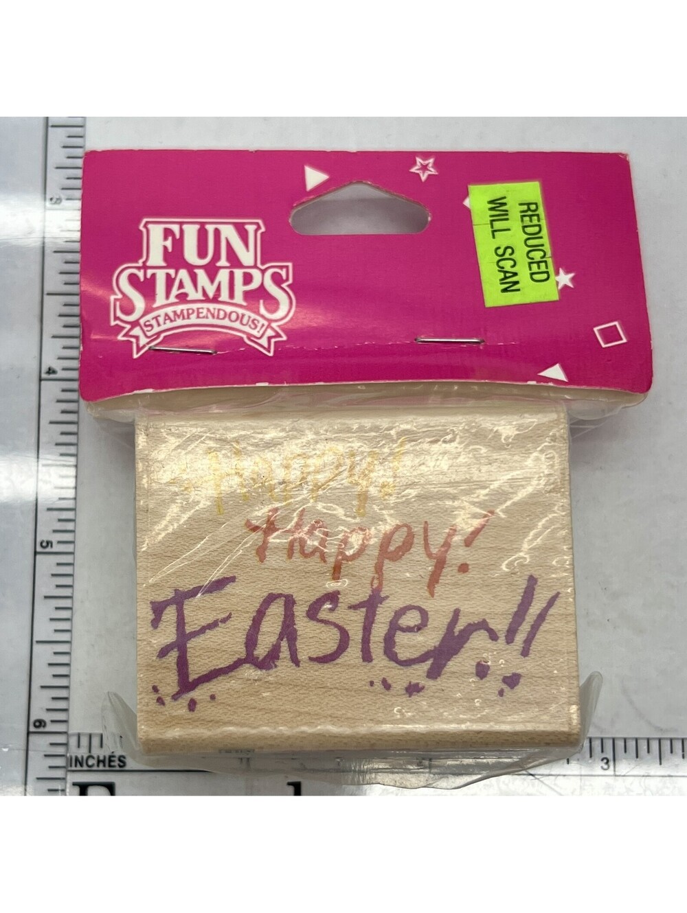 Vintage Stampendous E051 Happy Easter Wood Rubber Stamp New Old Stock